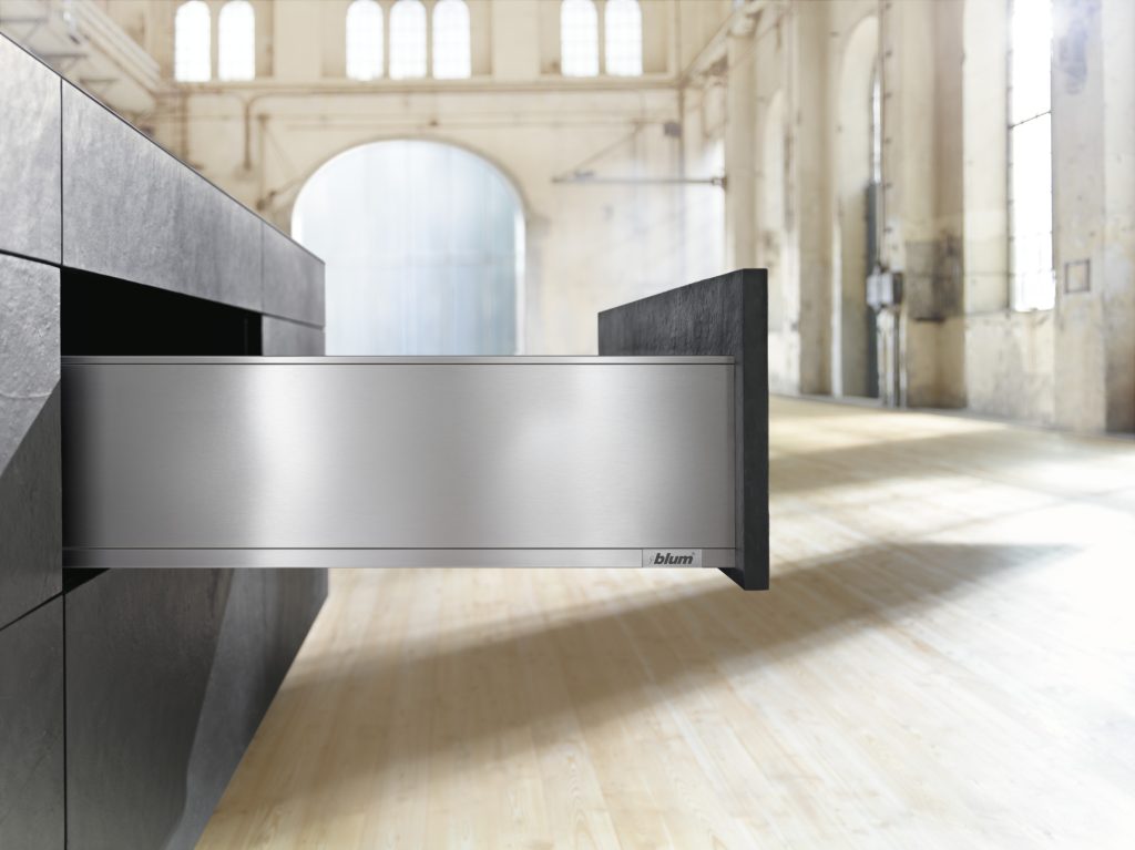 Blum Legrabox drawer box system with stainless steel sides