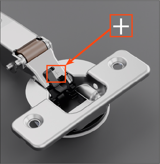 close-up of soft-close dampening switch on salice hinges